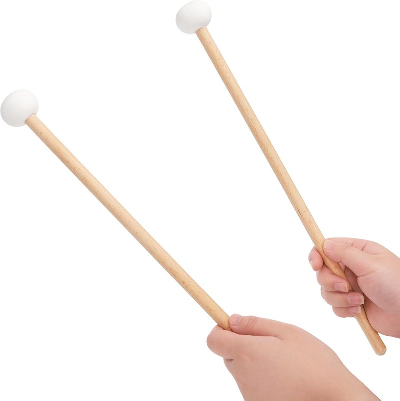 Youeon 1 Pair Timpani Mallets, 15 Inch Soft Felt Drum Sticks with Maple Handle, Percussion Mallet for Concert Band, Orchestra, Live Performance, Marching and Practice - Image 2